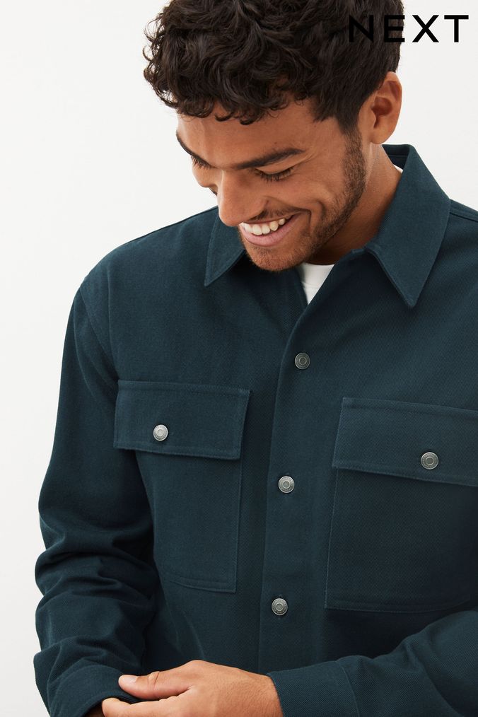 Navy Blue Twin Pocket Shacket (D77454) | £48