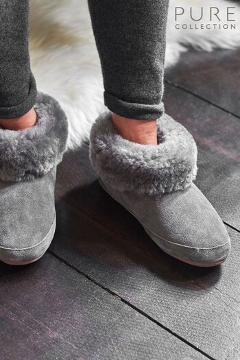 Pure Collection Grey Sheepskin Slipper Boots (D77495) | £75