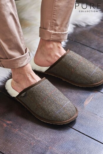 Pure Collection Mens Brown Sheepskin Mules (D77678) | £60