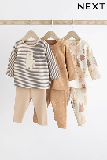 Rust Brown Bunny 6 Piece Baby T-Shirts and Leggings Set (D77693) | £28 - £30