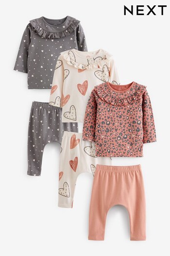 Rust Brown 6 Piece Baby T-Shirts and Leggings Set (D77694) | £27 - £29