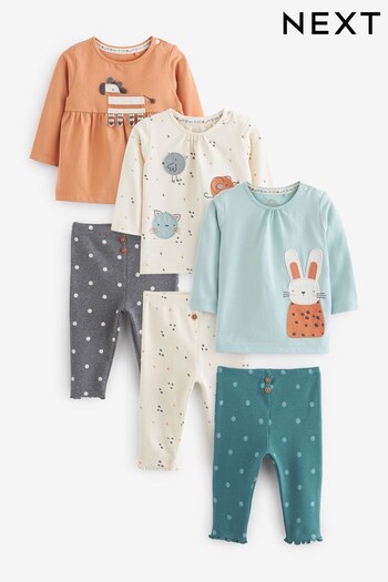 Teal Blue 6 Piece Baby T-Shirts and Leggings Set (D77695) | £29 - £31