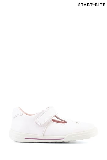 Start Rite Playground White Leather T-Bar White Shoes (D77740) | £44