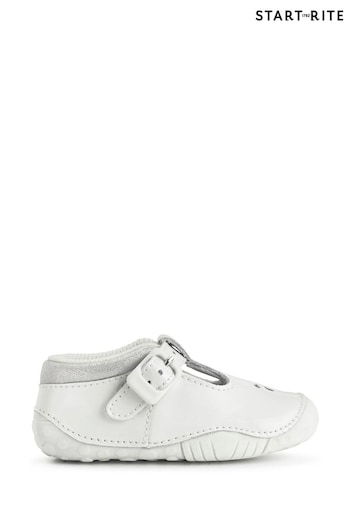 Start-Rite Baby Bubble White Patent Leather T-Bar Baby Shoes (D77748) | £33