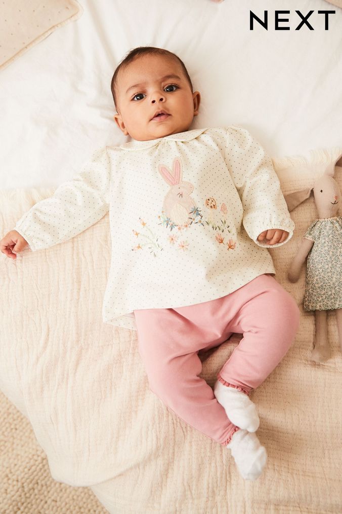 Pink Bunny Baby Top And Leggings Set (D77811) | £13 - £15
