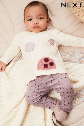 Lilac Purple Character Baby Top And Leggings Set (D77840) | £12 - £14