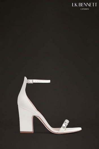 LK Bennett White Josephine Satin Jewelled Wedding Sandals Beautiful (D77899) | £329