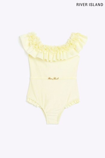 River Island Girls Yellow 3D Flower Swimsuit (D78017) | £20 - £26