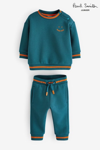 Paul Smith Baby Boys Teal  'Happy' Sweat Top and Jogger Set (D78051) | £51