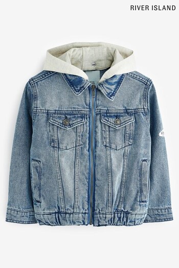 River Island Boys Blue Hooded Denim Jacket (D78060) | £27 - £36