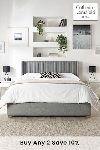 Catherine Lansfield Grey Soho Wing Ottoman Bed (D78264) | £585 - £736