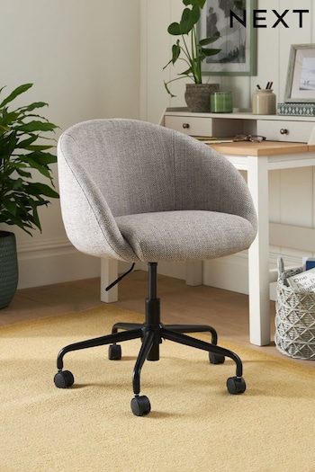 Chunky Weave Dove Grey Otis Black Base Office Chair (D78338) | £185