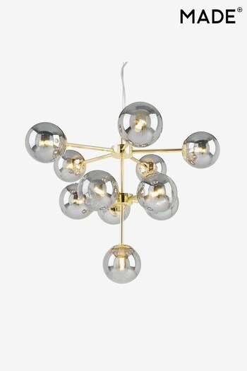MADE.COM Brass/Smoked Glass Globe Large Chandelier Pendant (D78401) | £199