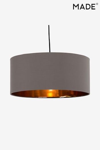 MADE.COM Grey/Copper Oro Pendant Drum Lamp Shade (D78409) | £49