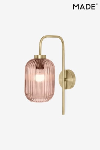 MADE.COM Pink Briz Antique Brass Wall Lamp (D78423) | £79