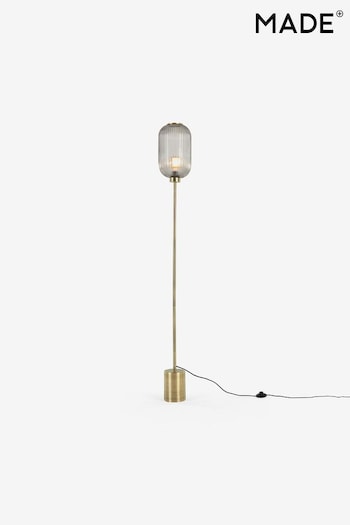 MADE.COM Smoke Grey Briz Textured Glass Floor Lamp (D78425) | £179
