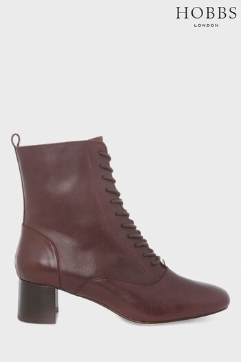 Hobbs Dark Plum Issy Lace Up Boots (D78456) | £199