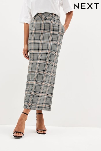 Neutral Check Midi Skirt (D78551) | £40