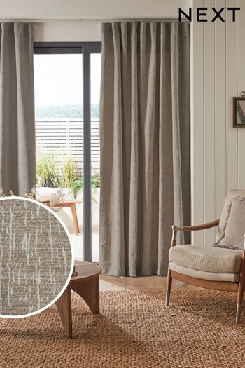 Natural Heavyweight Chenille Wave Header Lined Curtains (D78559) | £60 - £155