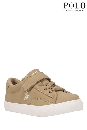 Polo Ralph Lauren Beige Theron V Logo Trainers (D78597) | £70 - £75