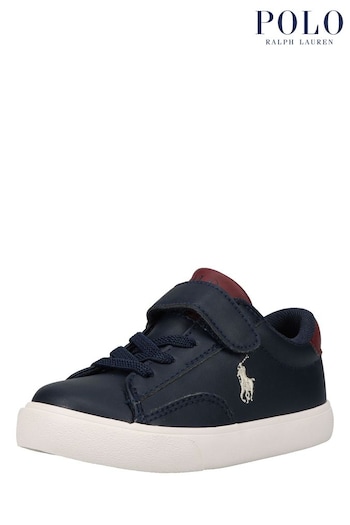 Polo Ralph Lauren Navy Blue Theron V Logo Velcro Strap Trainers (D78598) | £70 - £75