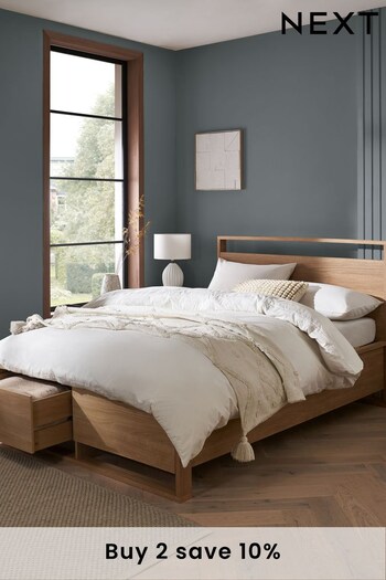 Oak Effect Axel Wooden Drawer Storage Bed Frame (D78605) | £599 - £699