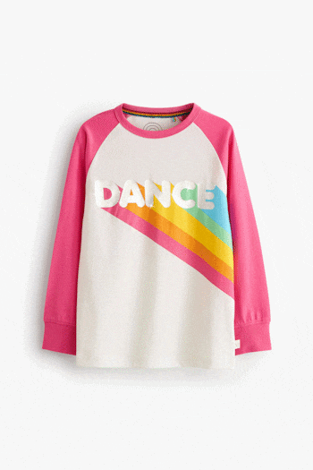 Little Bird by Jools Oliver Pink Dance Glitter Long Sleeve Colourful T-Shirt (D78650) | £14 - £17
