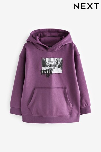 Purple NYC Graphic Hoodie (3-16yrs) (D78653) | £16 - £21