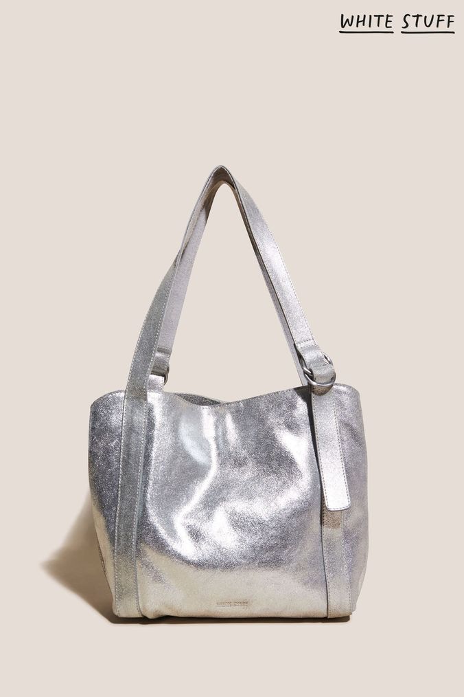 Silver leather clearance bag