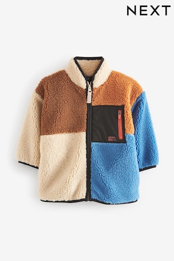 Multi Colourblock Teddy Borg Fleece Zip Through Jacket (3mths-7yrs) (D78851) | £21 - £23