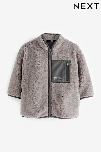 Light Grey Teddy Borg Fleece Zip Through Jacket (3mths-7yrs) (D78864) | £20 - £22