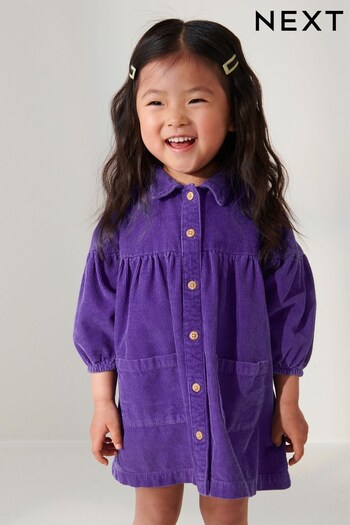 Purple Cord Cotton Shirt Dress (3mths-8yrs) (D78873) | £16 - £19