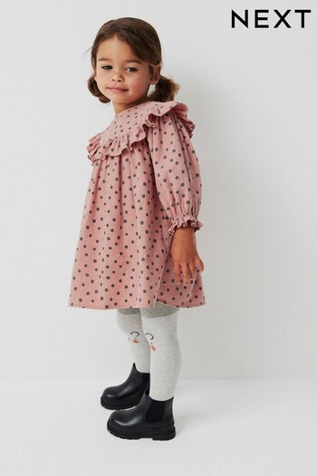 Pink Spot Ruffle adcy Dress And Tights Set (3mths-8yrs) (D78884) | £15 - £21