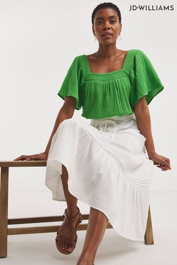 JD Williams Green Square Neck Cheesecloth Top (D78891) | £27