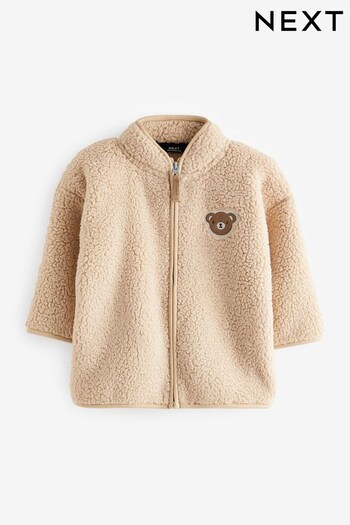 Cream Bear Bear Embroidered Teddy Borg Fleece Jacket (3mths-7yrs) (D78918) | £20 - £22
