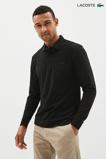 Lacoste Black Tonal Logo Long Sleeve Polo Shirt (D78927) | £110