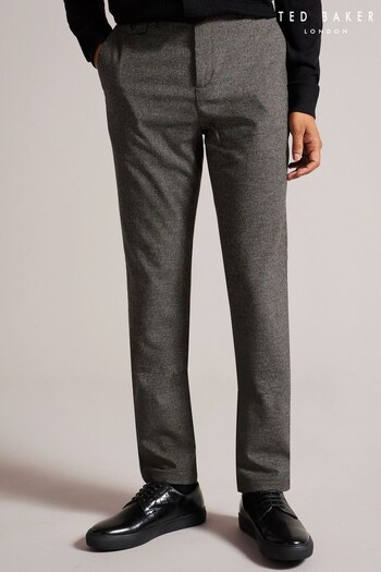 Ted Baker Slim Fit Grey Ziyech  Houndstooth Chino Trousers (D78934) | £95