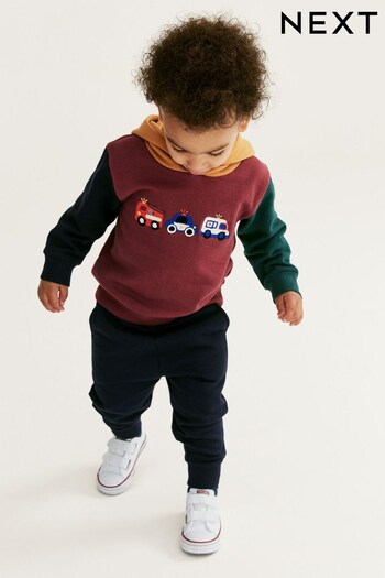 Berry Red Crochet Vehicles Character Jacket Hoodie And Joggers Set (3mths-7yrs) (D78951) | £20 - £24