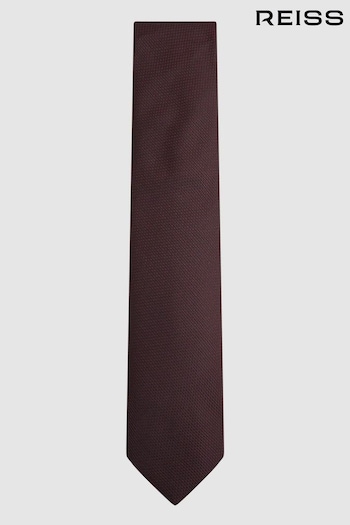 Reiss Burgundy Ceremony Textured Silk Tie (D79035) | £48