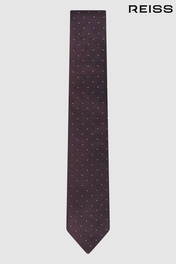 Reiss Burgundy Liam Polka Dot Tie (D79056) | £28