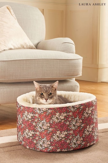 Laura Ashley Red Libby Cat Cosy Pet Bed (D79064) | £42 - £54