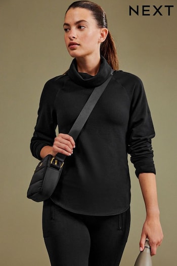 Black Soft Touch Long Sleeve Cowl Neck Top (D79177) | £25