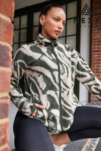 Khaki Green Swirl JuzsportsShops Elements Outdoor Zip Through Print Fleece (D79202) | £28