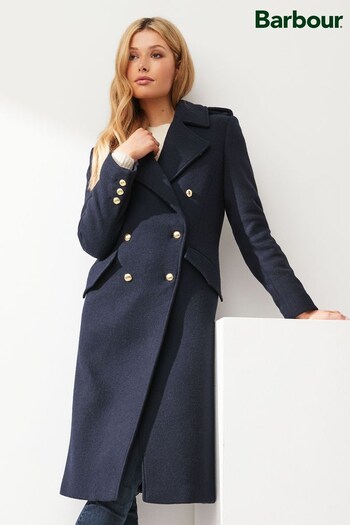 Barbour® Navy Inverraray Double Breasted Wool Coat (D79307) | £329