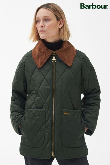 Barbour® Khaki Green ReEngineered Woodhall Diamond Quilted Jacket (D79328) | £179