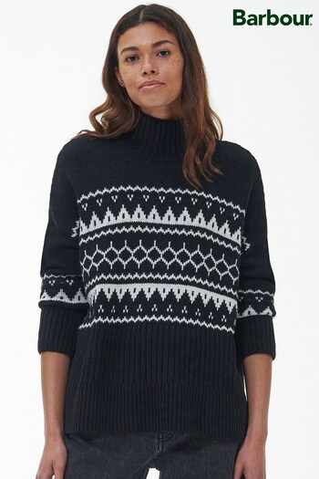 Barbour® Black Chesil Fairisle Pattern Knitted Jumper (D79354) | £95