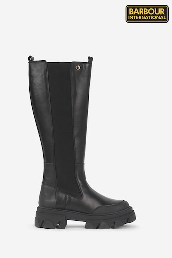 Barbour® International Parson Knee High Platform Black Boots (D79408) | £179