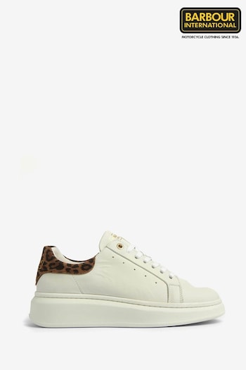 Barbour® International Amanza Animal Print Cuff White Trainers (D79409) | £109