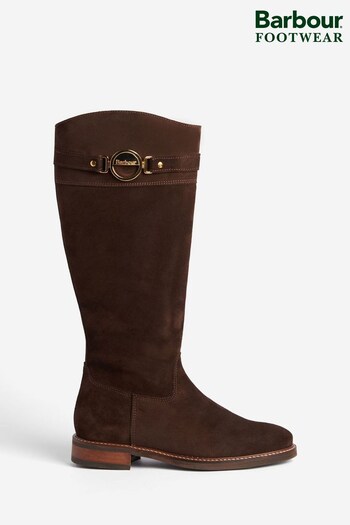Barbour® Dark Brown Calmsden Buckle Detail Knee High Boots (D79418) | £189