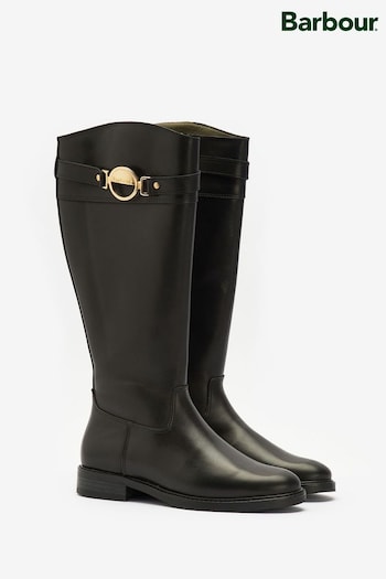 Barbour® Black Calmsden Buckle Detail Knee High padded Boots (D79419) | £189